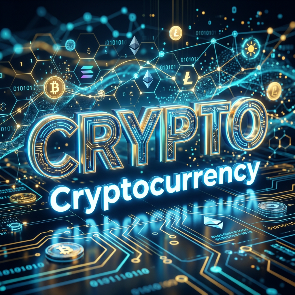 Text: CRYPTO Cryptocurrency